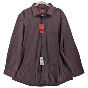 Alfani Dress Shirt XXL Red Fitted Striped Stretch Fabric Long Sleeve Work Office